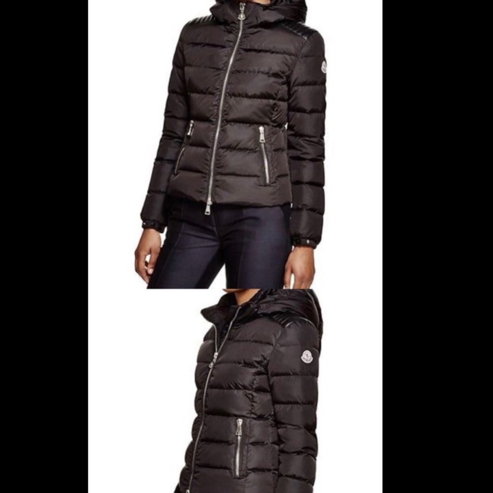 Moncler Orion puffer with leather shoulders